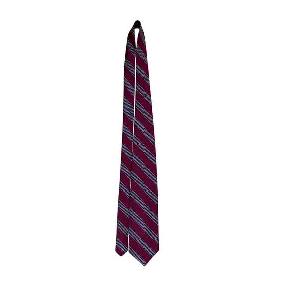 Vintage Brooks Brother Burgundy Striped Silk Tie Classic Design 58 Inches Long - Picture 4 of 7
